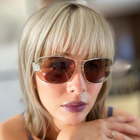 NWT Vintage Y2K Aviator Sunglasses Gold & Brown Gradient Tortoiseshell Arms - Picture 1 of 8